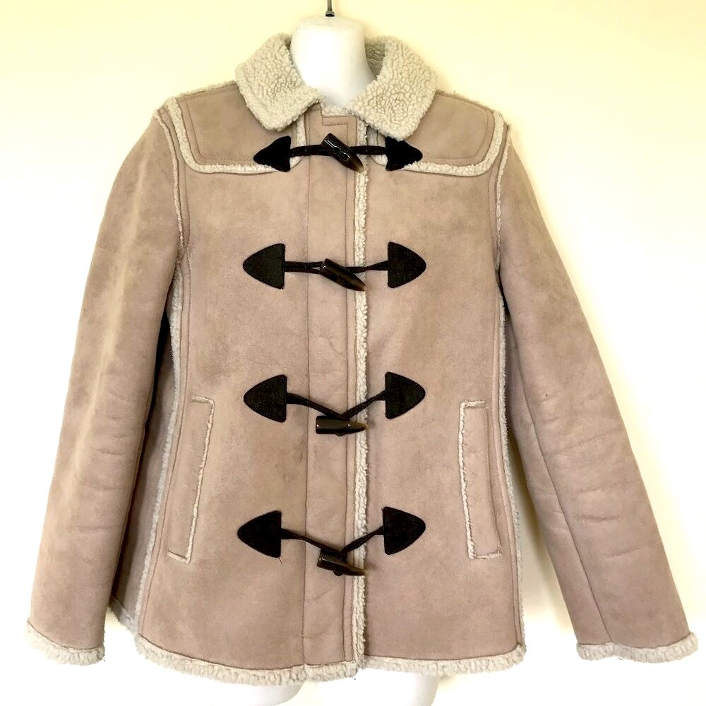 Gap Faux Shearling Suede Zip Up Jacket with Toggle Clasps Vintage Y2K 2003